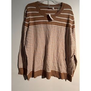 Gap womens XXL brown striped sweater NWT